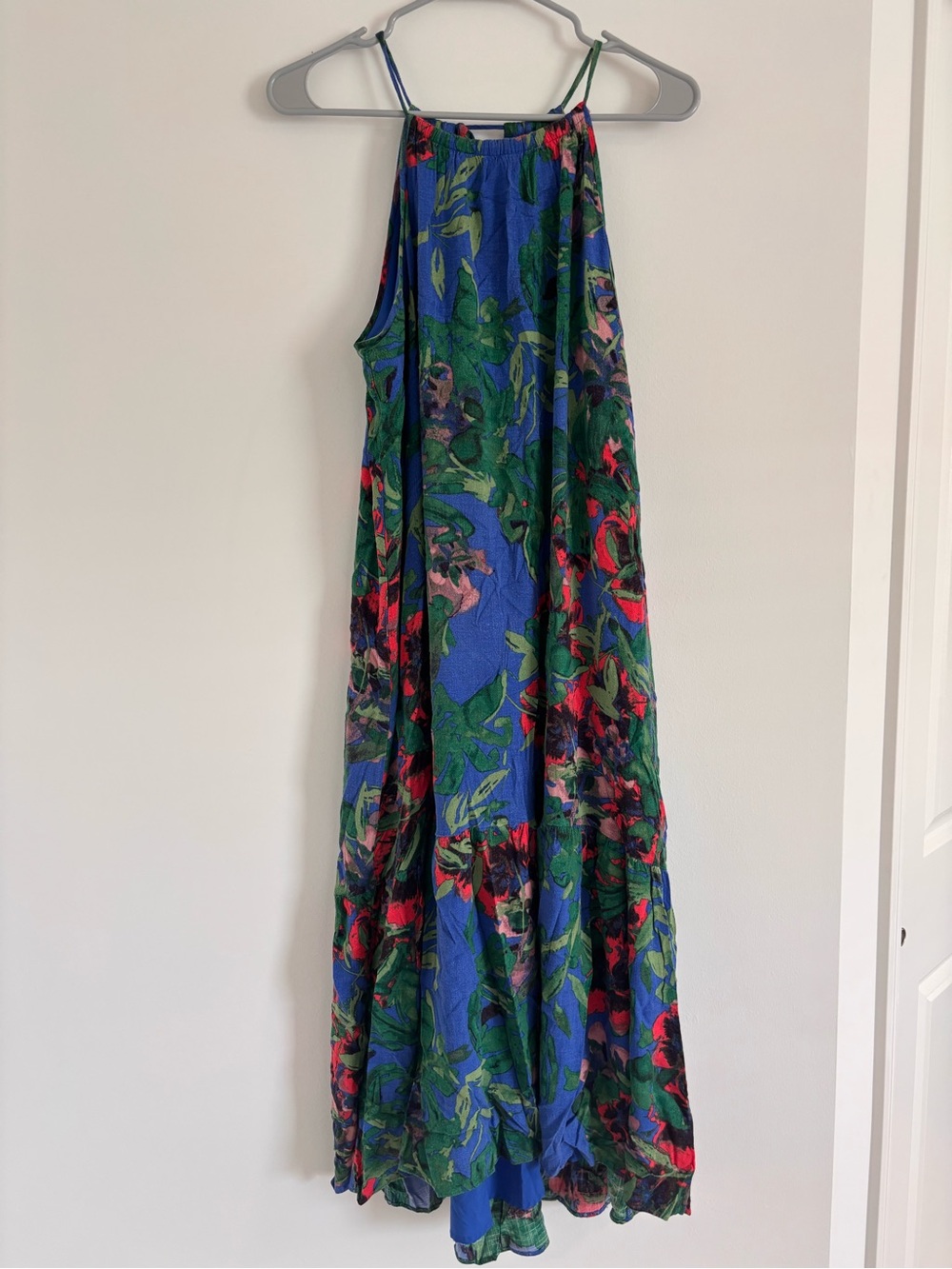 RACHEL Rachel Roy Blue, Green & Red Floral Halter Maxi Dress